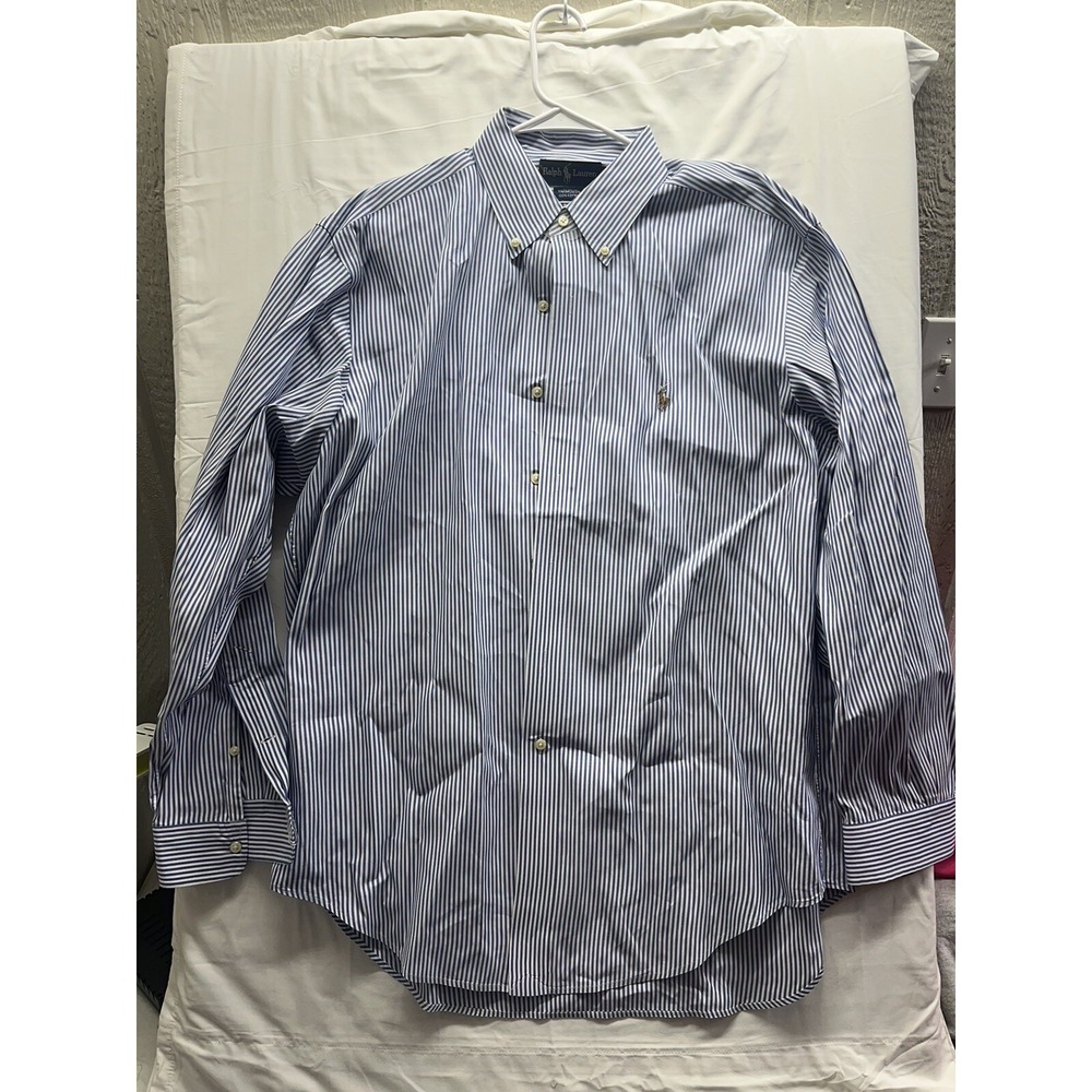 POLO RALPH LAUREN Mens Shirt Large 16.5 Collar Long Sleeve Yarmouth Cotton
